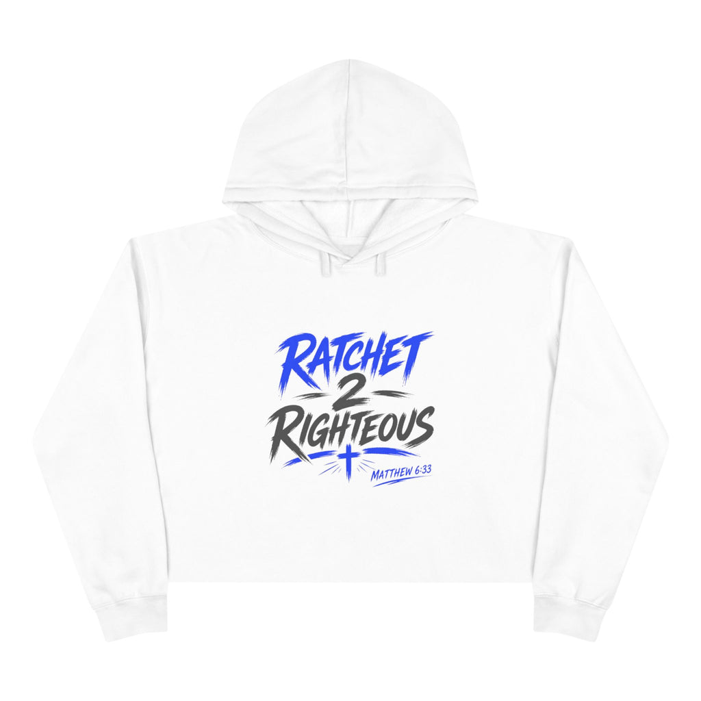 "Ratchet 2 Righteous" Cropped Hoodie Chest Logo, Casual Streetwear