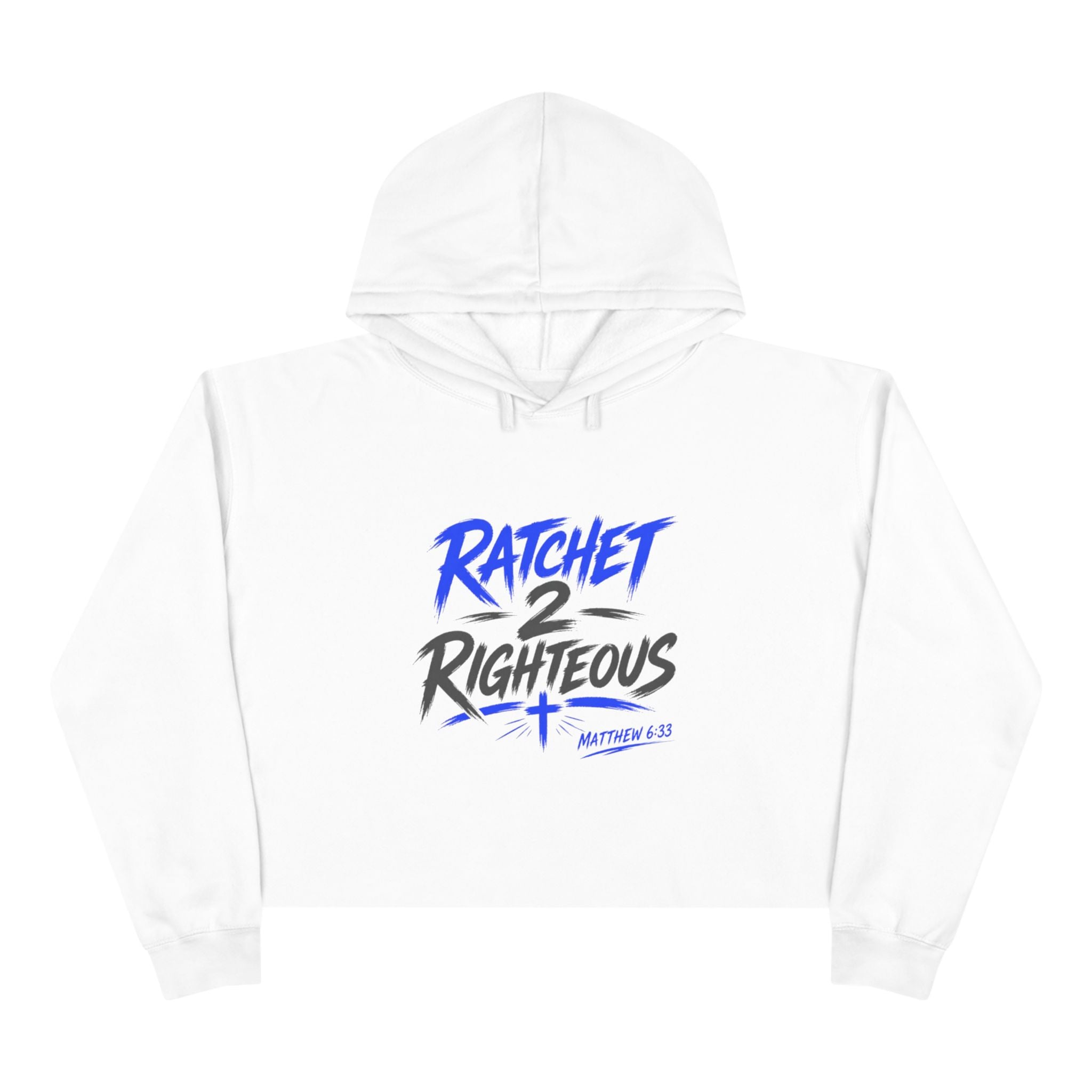 "Ratchet 2 Righteous" Cropped Hoodie Chest Logo, Casual Streetwear