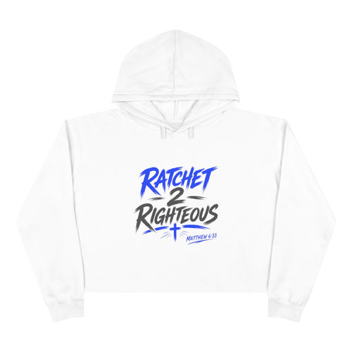"Ratchet 2 Righteous" Cropped Hoodie Chest Logo, Casual Streetwear