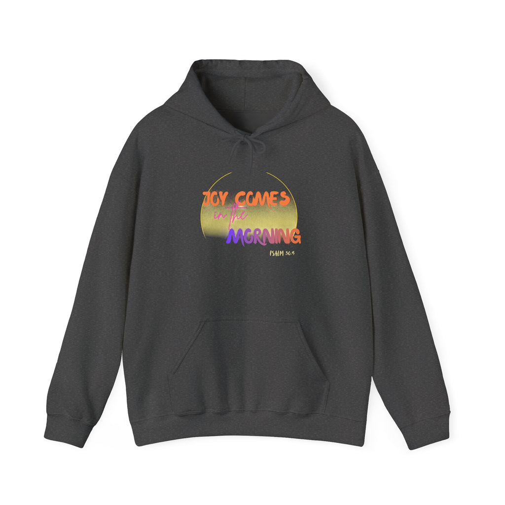 Joy Comes in the Morning Hoodie — Sunrise Psalm 30:5 Inspirational Sweatshirt
