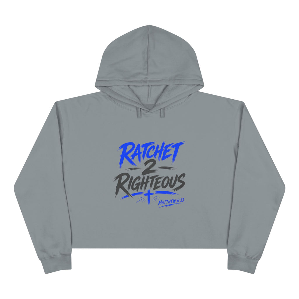"Ratchet 2 Righteous" Cropped Hoodie Chest Logo, Casual Streetwear