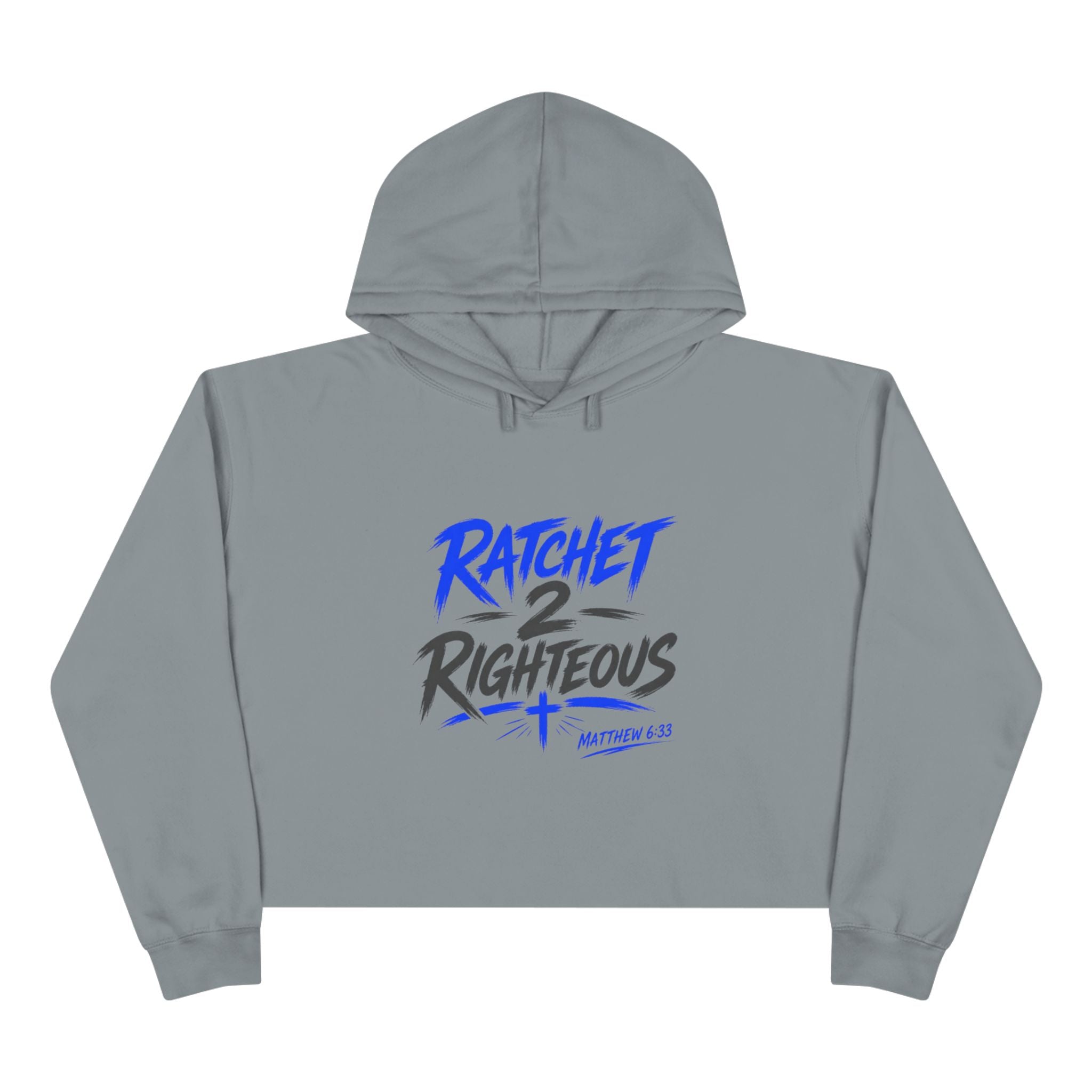 "Ratchet 2 Righteous" Cropped Hoodie Chest Logo, Casual Streetwear